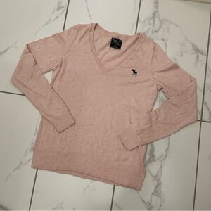 PINK V NECK OFF SHOULDER SWEATER